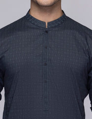 CHARCOAL GREY COTTON SEMI-FORMAL KURTA
