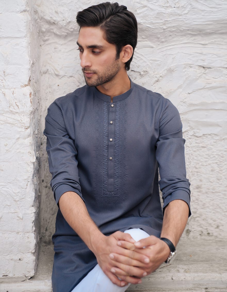 GREY BLENDED SEMI-FORMAL KURTA