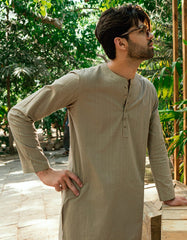 BEIGE BUNNAT COTTON CASUAL SHORT KURTA