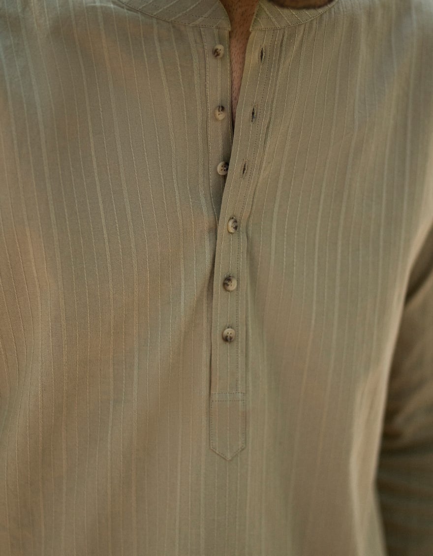 BEIGE BUNNAT COTTON CASUAL SHORT KURTA