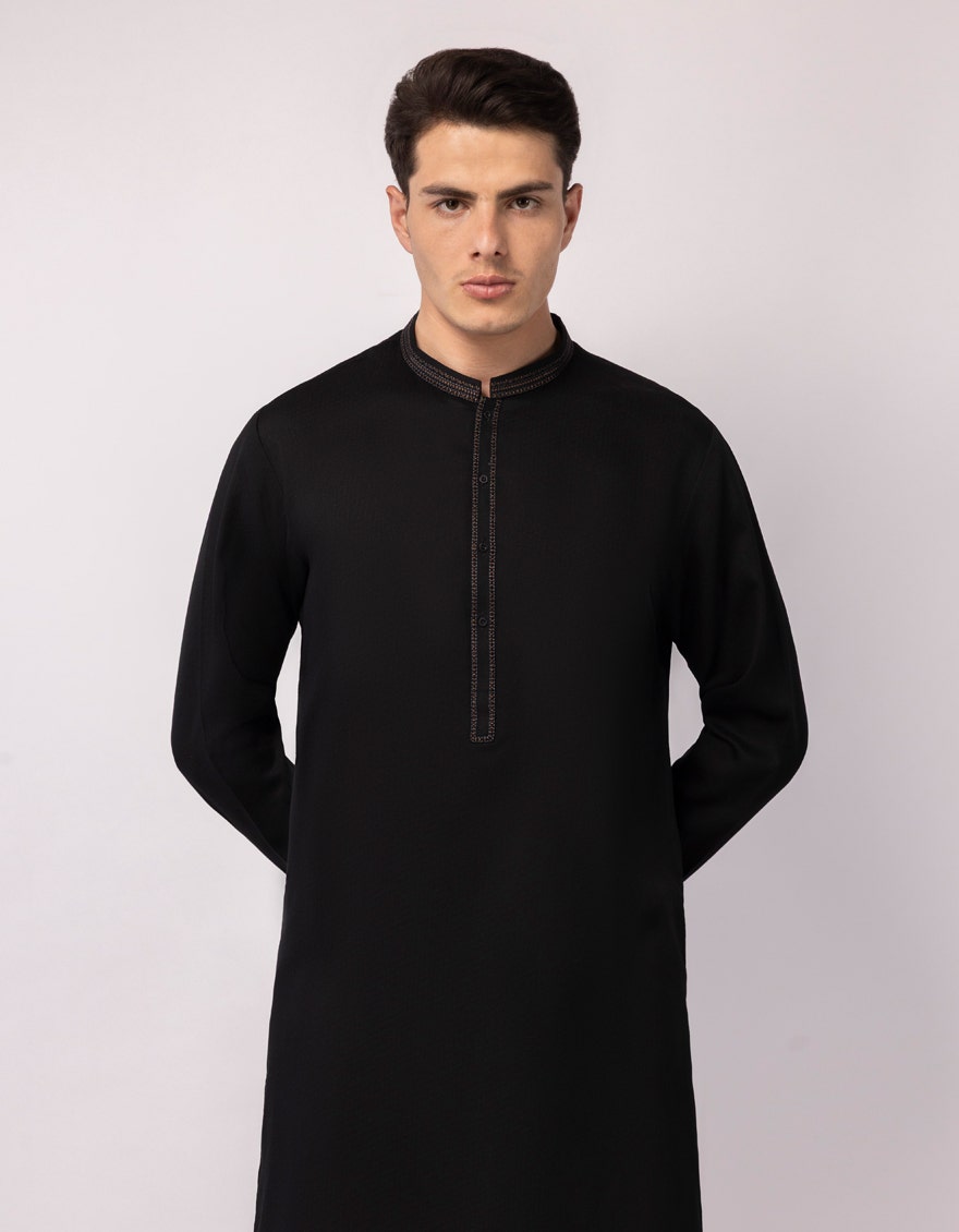 BLACK SEMI-FORMAL KURTA