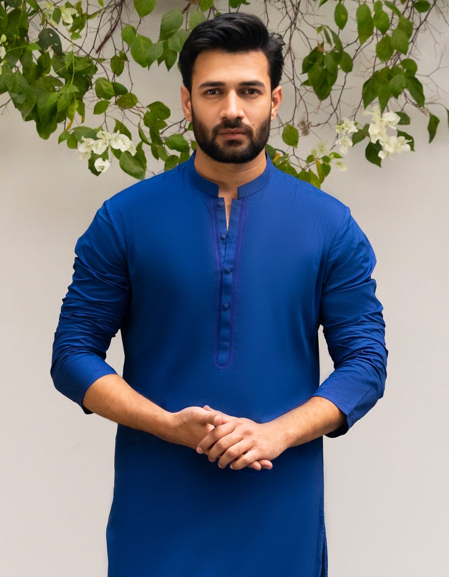 BLUE COTTON KURTA | JJK-S-90489