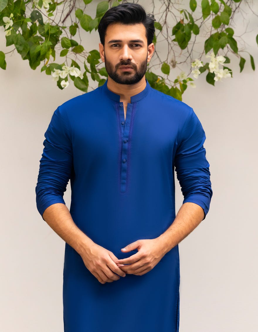BLUE COTTON KURTA | JJK-S-90489