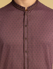 DEEP MAROON COTTON SEMI-FORMAL KURTA