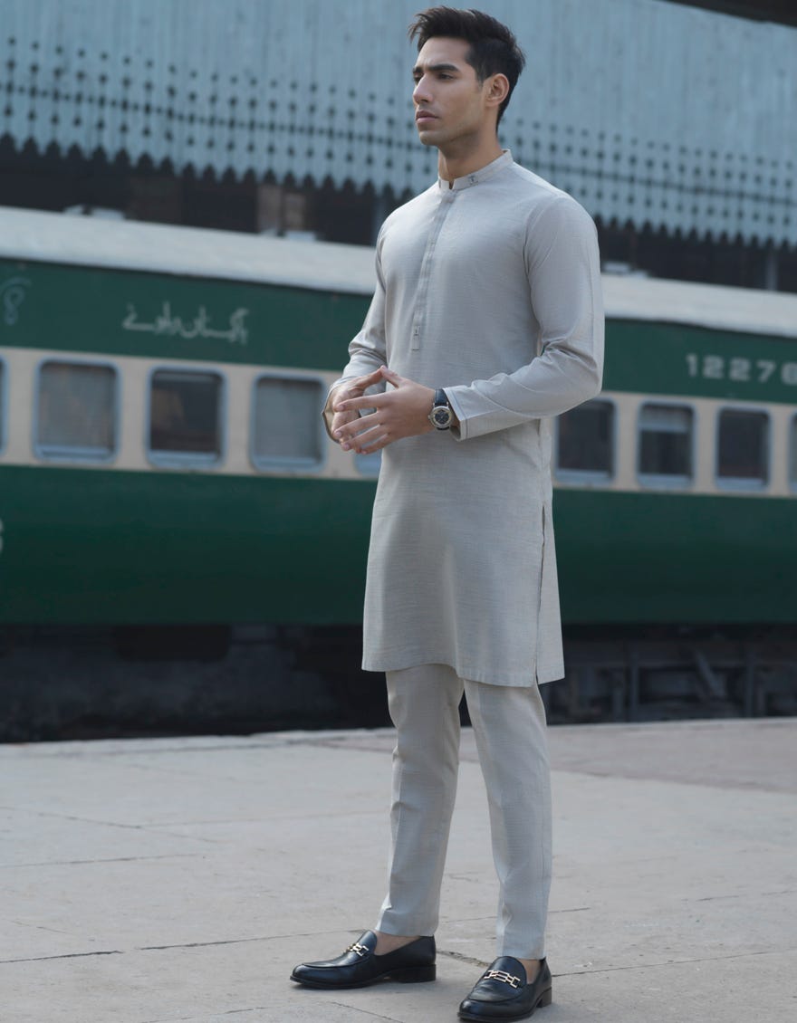 BEIGE COTTON KURTA PAJAMA | JJKP-S-32553