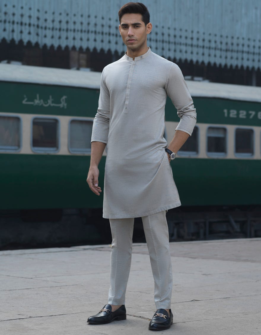 BEIGE COTTON KURTA PAJAMA | JJKP-S-32553