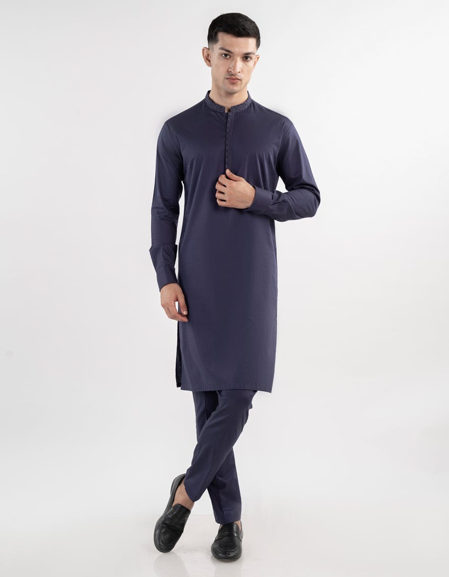 BLUE COTTON KURTA TROUSER | JJKP-S-33051
