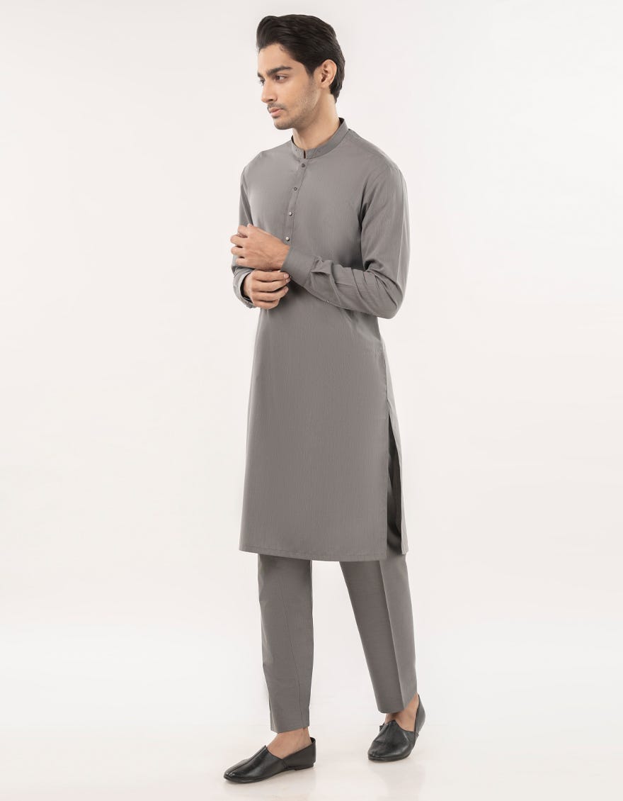 ASH GREY BLENDED KURTA TROUSER