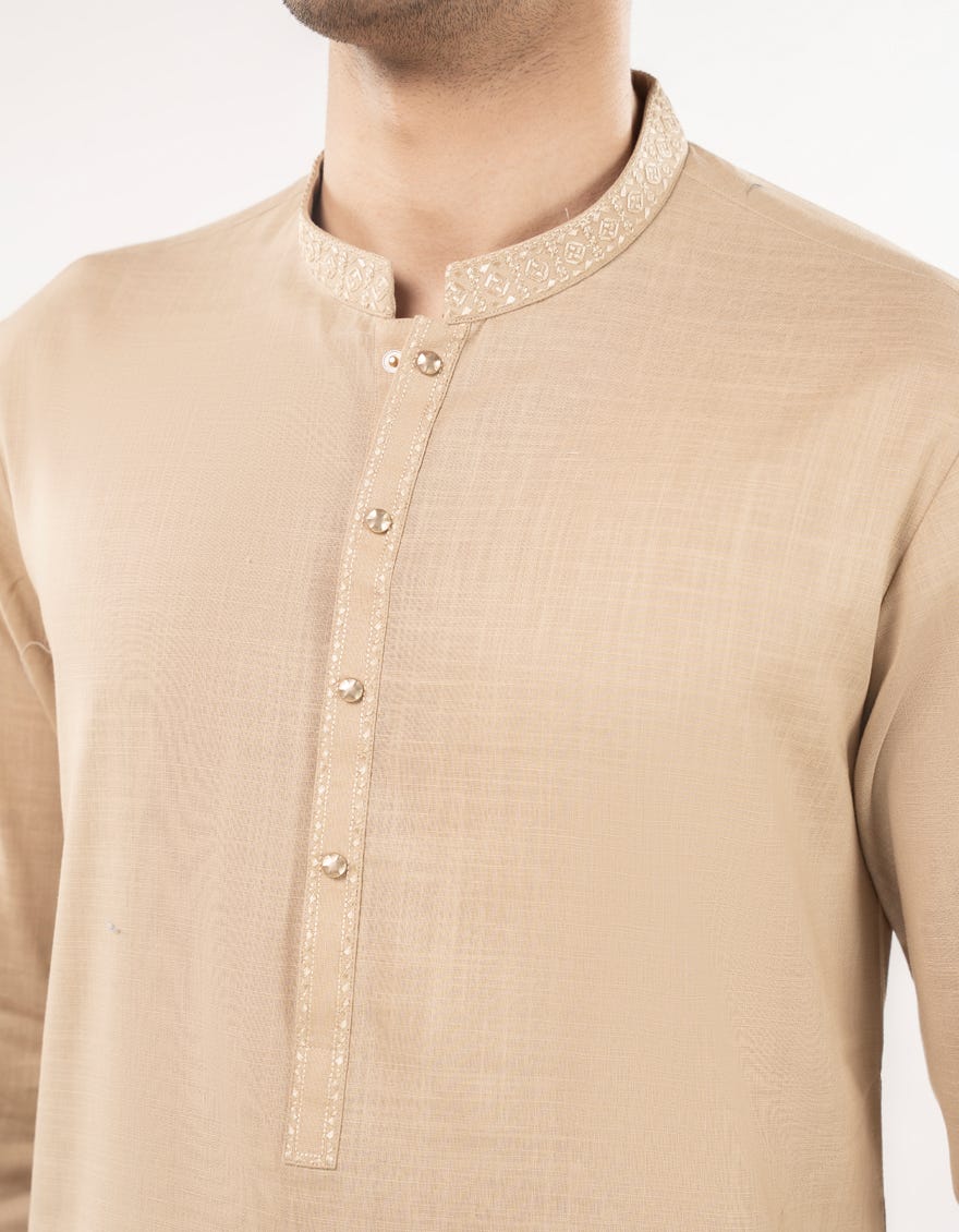 BEIGE COTTON KURTA TROUSER | JJKP-A-33168