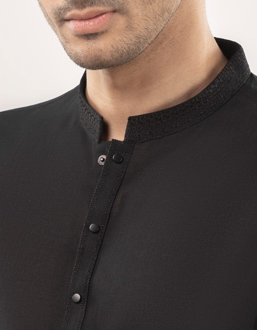 BLACK COTTON KURTA TROUSER | JJKP-W-33169