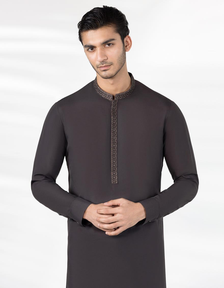 DARK BROWN BLENDED KURTA TROUSER