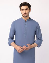BLUE BLENDED SEMI-FORMAL KURTA TROUSERS