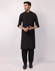 BLACK SEMI-FORMAL KURTA TROUSERS