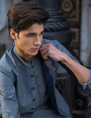 DARK GREY COTTON KURTA PAJAMA + WAISTCOAT | JJKPVC-40242