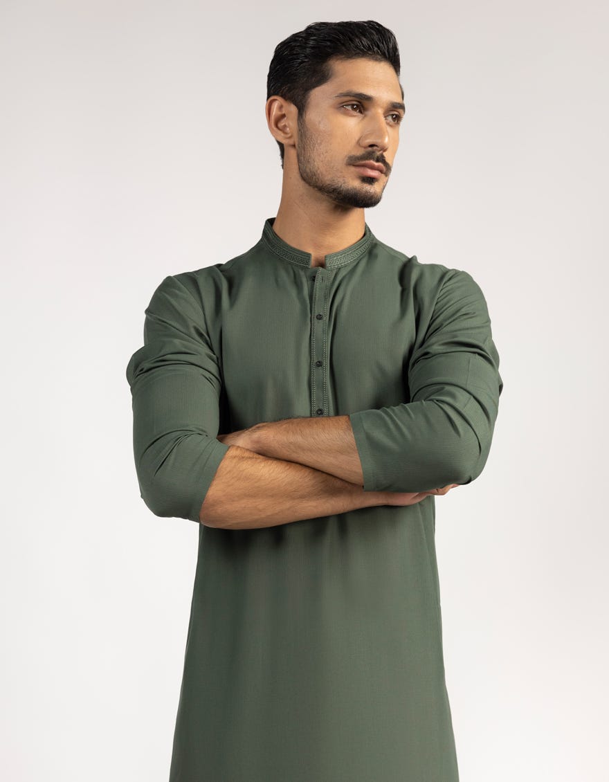 GREEN SEMI-FORMAL KURTA TROUSERS