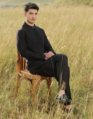 BLACK COTTON KURTA TROUSER | JJKP-W-47361