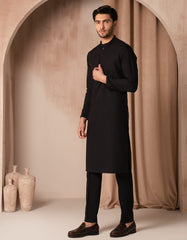 BLACK BLENDED PLAIN KURTA TROUSER