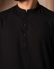 BLACK BLENDED PLAIN KURTA TROUSER