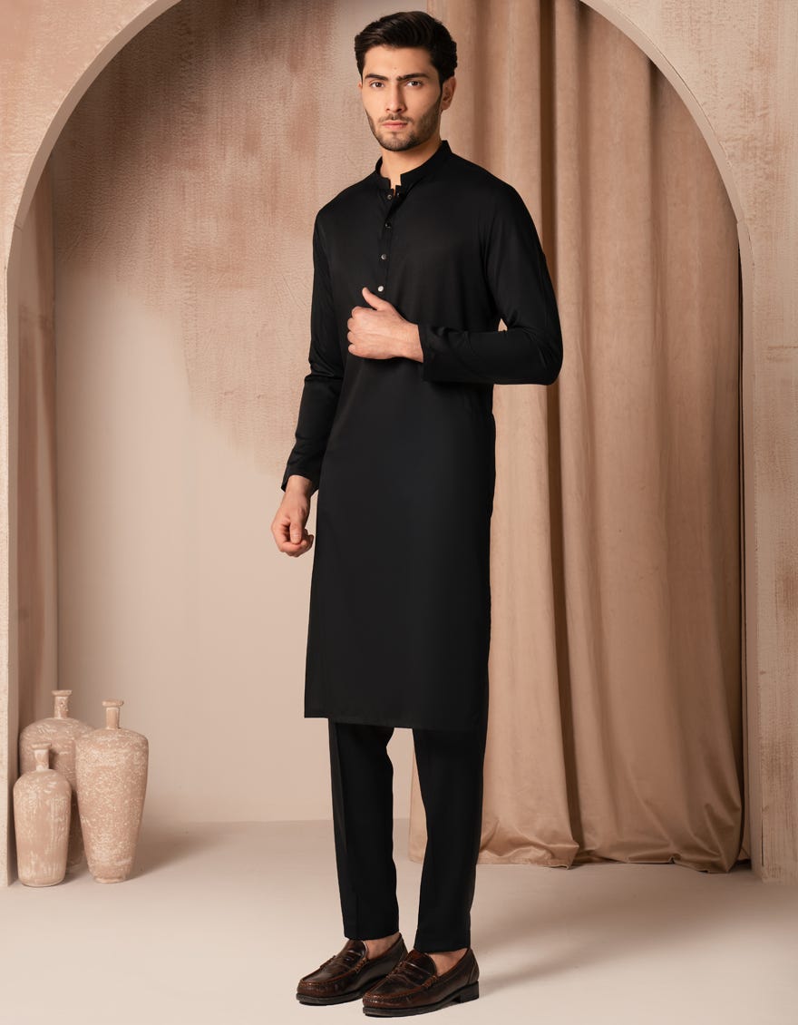 BLACK BLENDED KURTA TROUSER