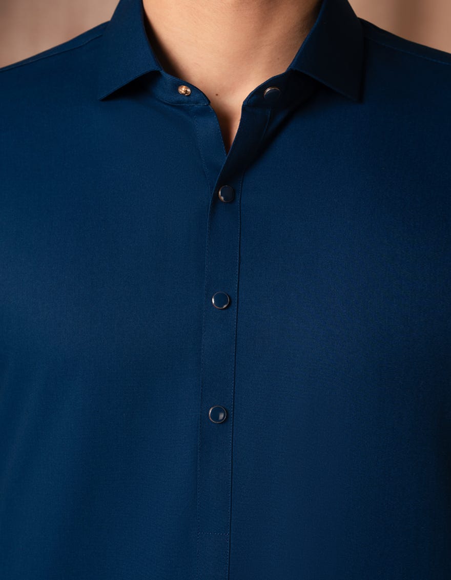 BLUE BLENDED KURTA TROUSER