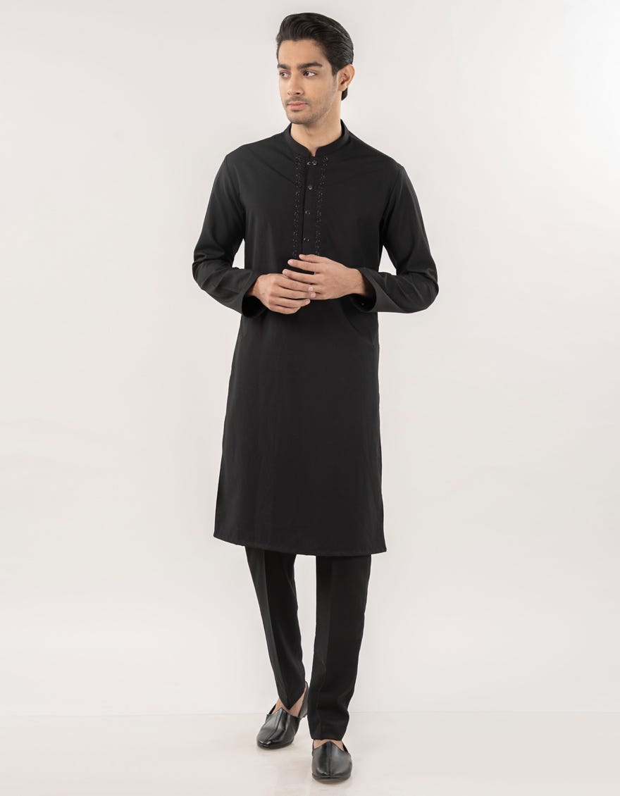 BLACK BLENDED KURTA TROUSER
