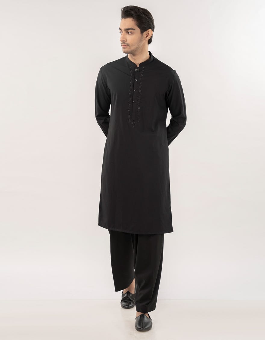 BLACK BLENDED KURTA TROUSER