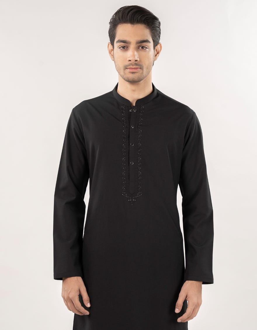 BLACK BLENDED KURTA TROUSER