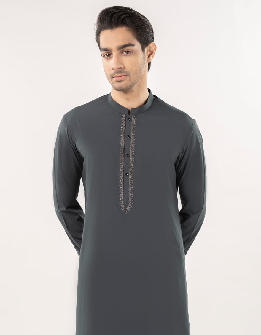 DARK GREEN BLENDED SEMI-FORMAL KAMEEZ SHALWAR