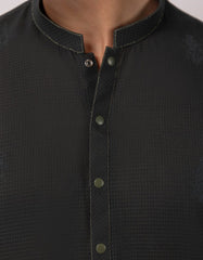 DARK GREEN COTTON SEMI-FORMAL KURTA TROUSERS