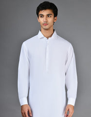 WHITE BLENDED CASUAL KAMEEZ SHALWAR