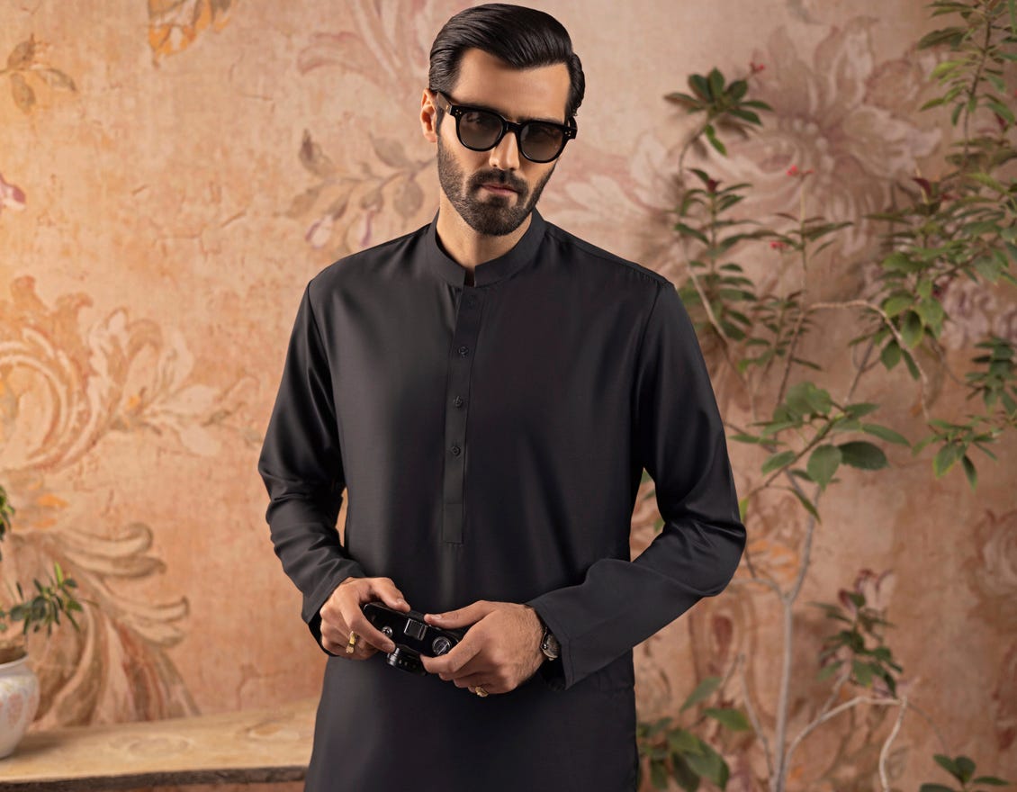 BLACK BLENDED KAMEEZ SHALWAR | JJKS-S-30778-R17-AP