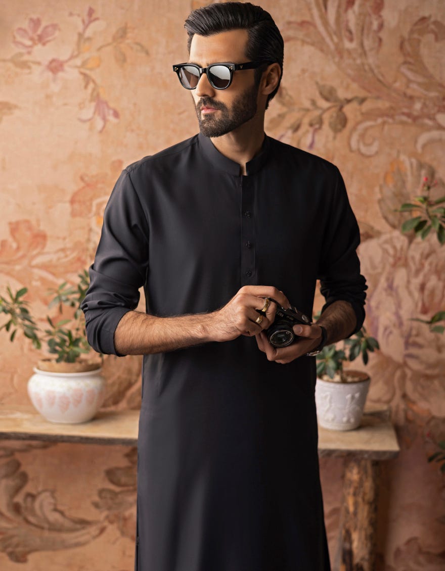 BLACK BLENDED KAMEEZ SHALWAR | JJKS-S-30778-R17-AP