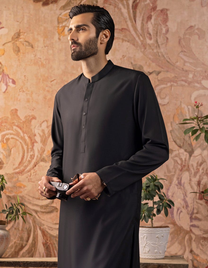 BLACK BLENDED KAMEEZ SHALWAR | JJKS-S-30778-R17-AP