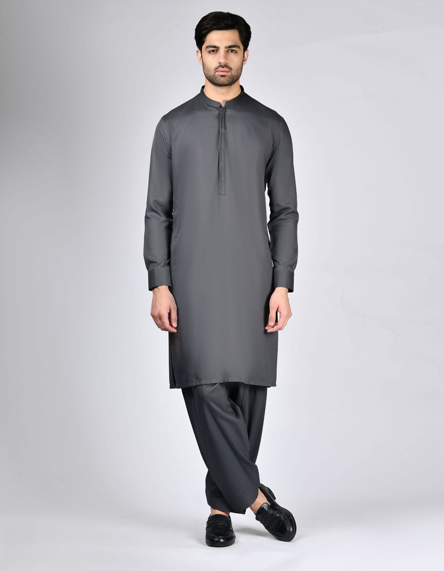 GREY BLENDED KAMEEZ SHALWAR | JJKS-A-33084