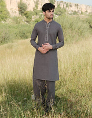 DARK GREY BLENDED KAMEEZ SHALWAR | JJKS-W-33152