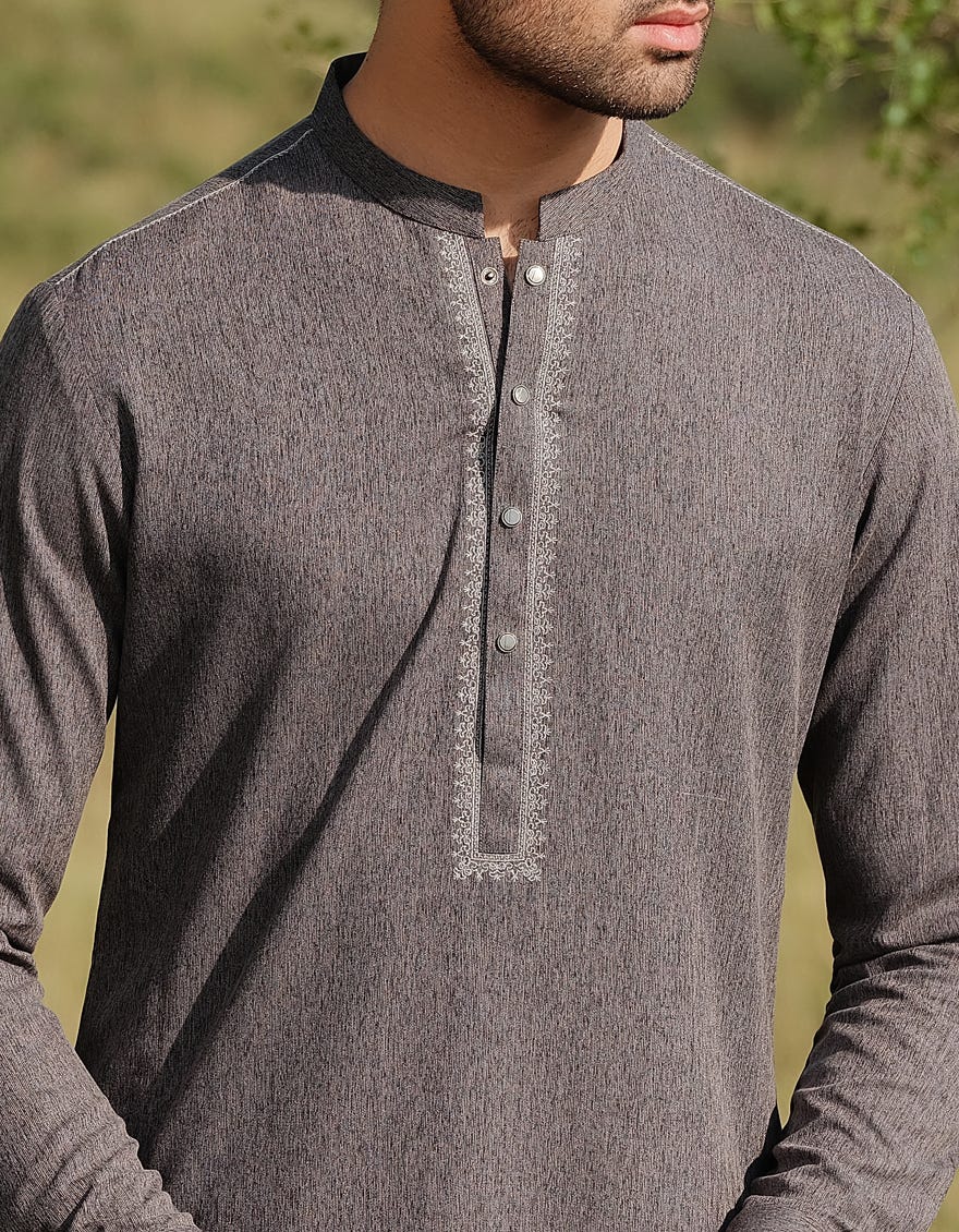 DARK GREY BLENDED KAMEEZ SHALWAR | JJKS-W-33152
