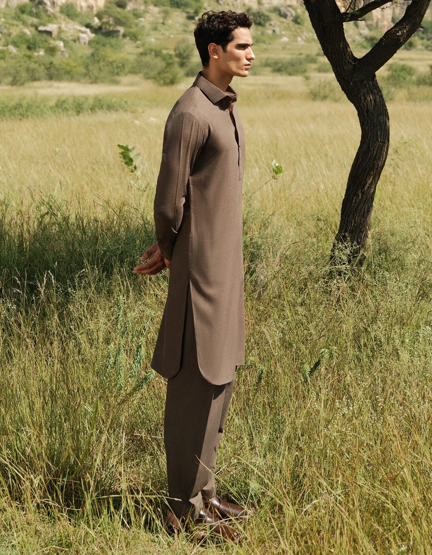 GREY BLENDED KAMEEZ SHALWAR | JJKS-W-33159