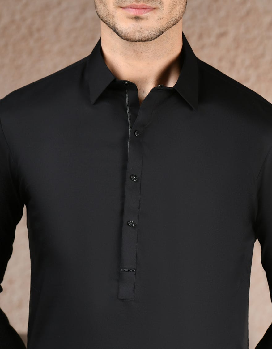 BLACK BLENDED KAMEEZ SHALWAR | JJKS-A-33237