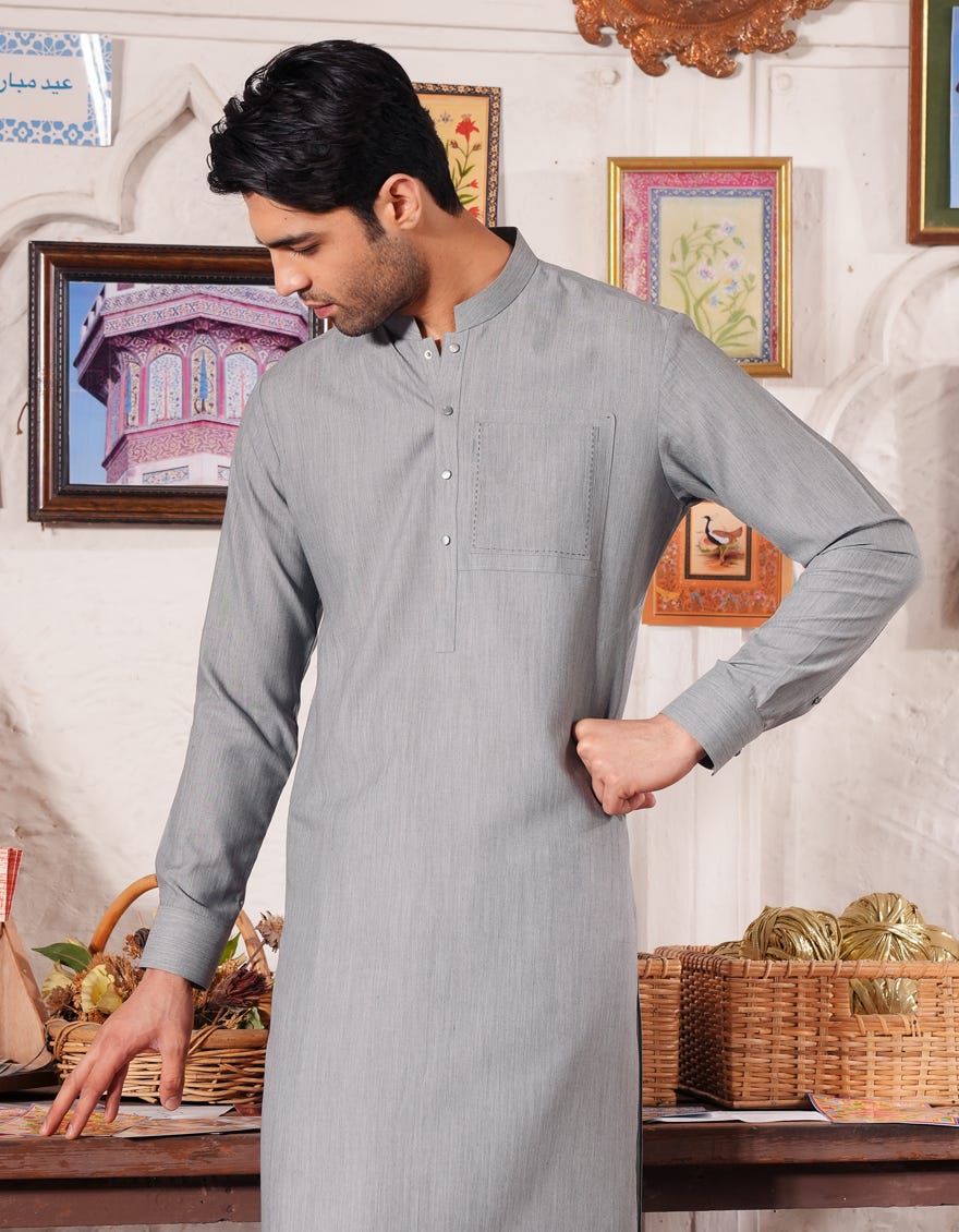 GREY BLENDED CASUAL KAMEEZ SHALWAR