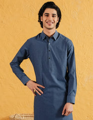 GREYISH BLUE COTTON CASUAL KAMEEZ SHALWAR