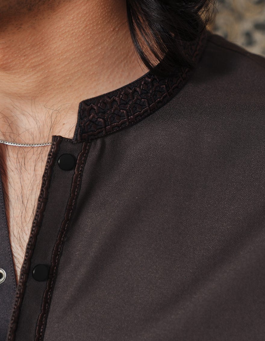BROWN BLENDED SEMI-FORMAL KAMEEZ SHALWAR