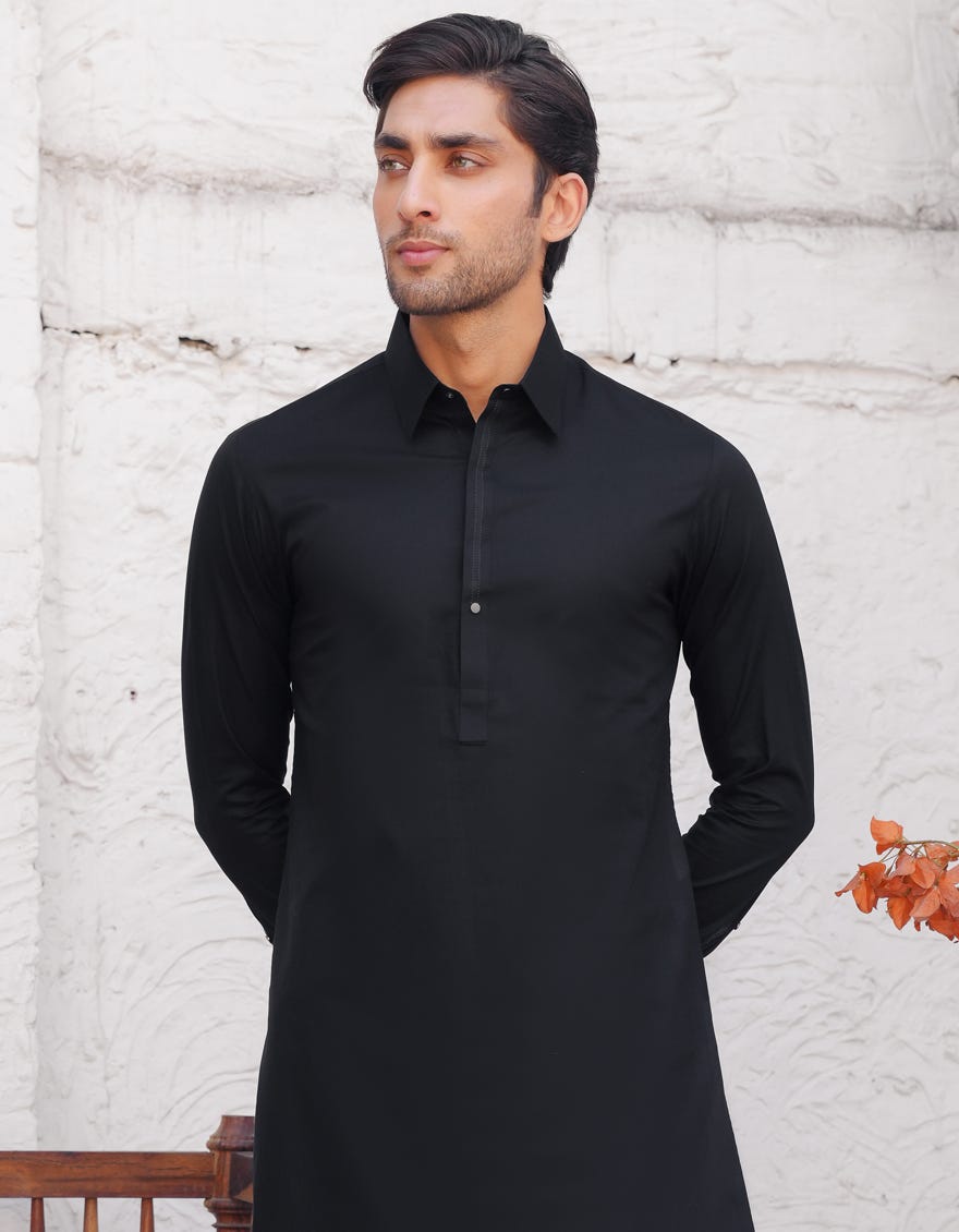 BLACK COTTON CASUAL KAMEEZ SHALWAR