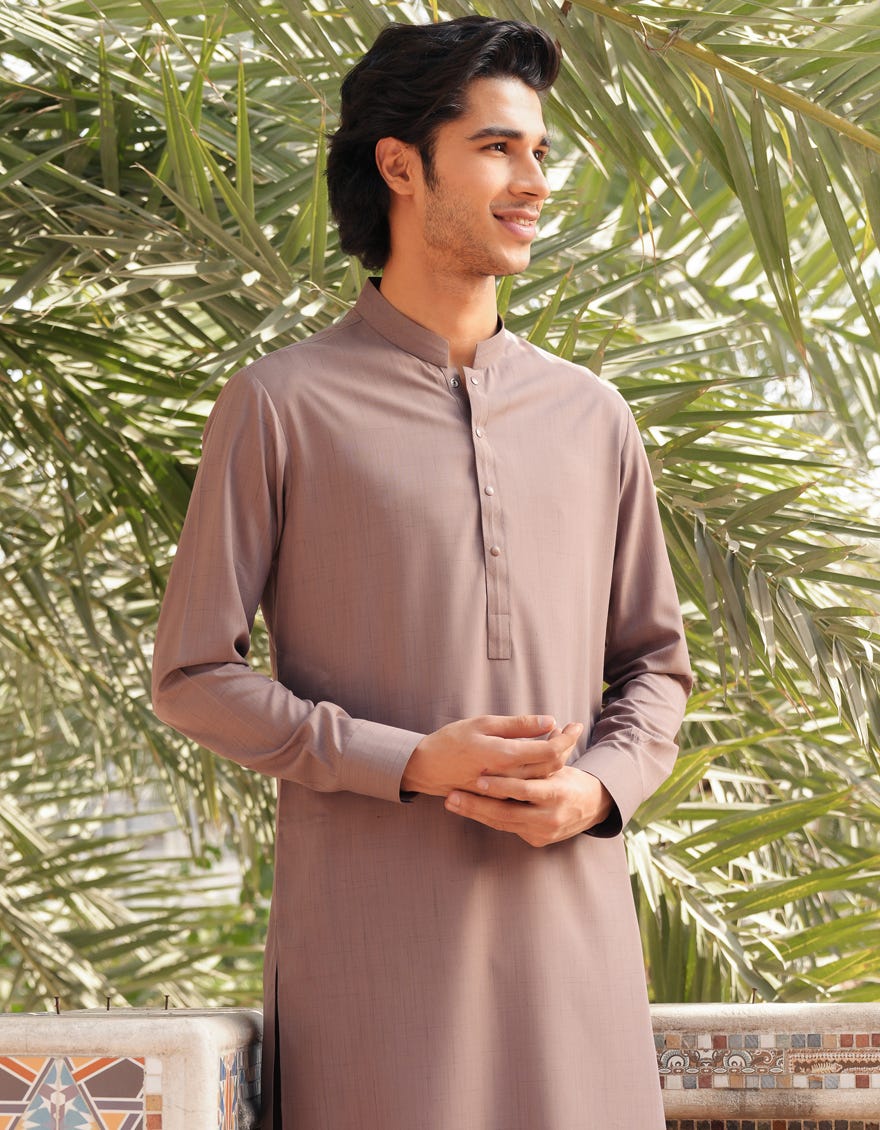 BROWN BLENDED CASUAL KAMEEZ SHALWAR
