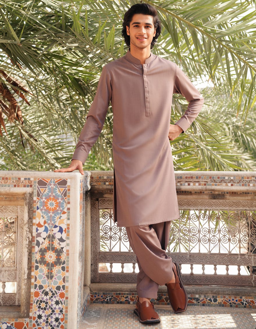 BROWN BLENDED CASUAL KAMEEZ SHALWAR