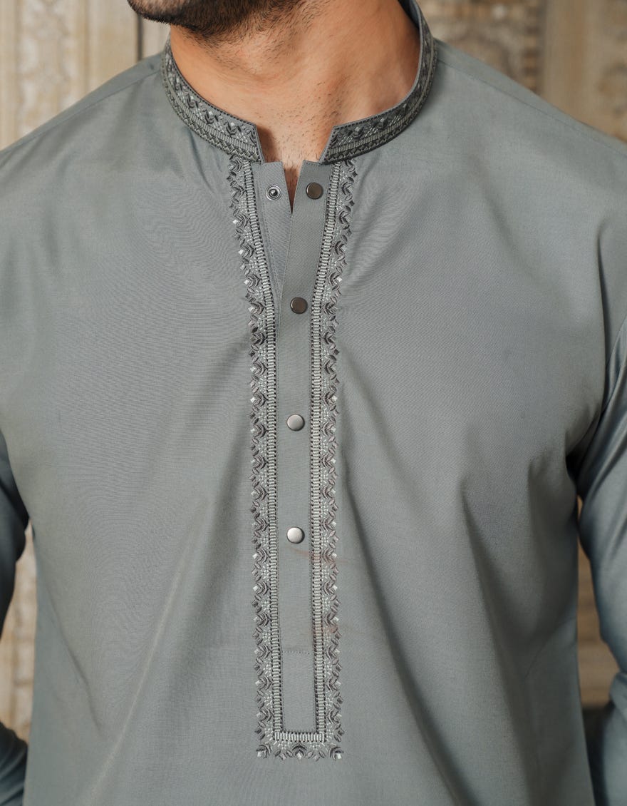 GREY BLENDED SEMI-FORMAL KAMEEZ SHALWAR