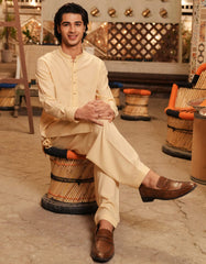 CREAM BLENDED SEMI-FORMAL KAMEEZ SHALWAR