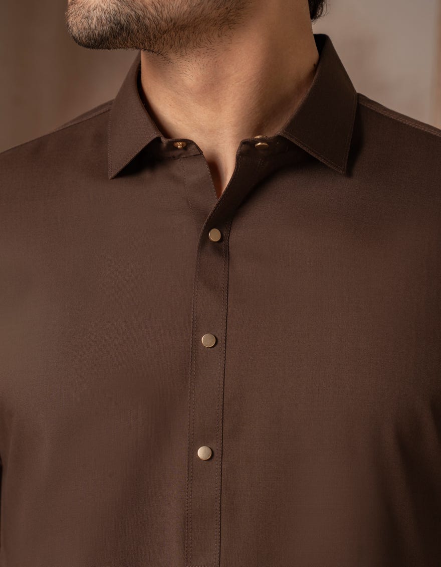 BROWN BLENDED CASUAL KAMEEZ SHALWAR