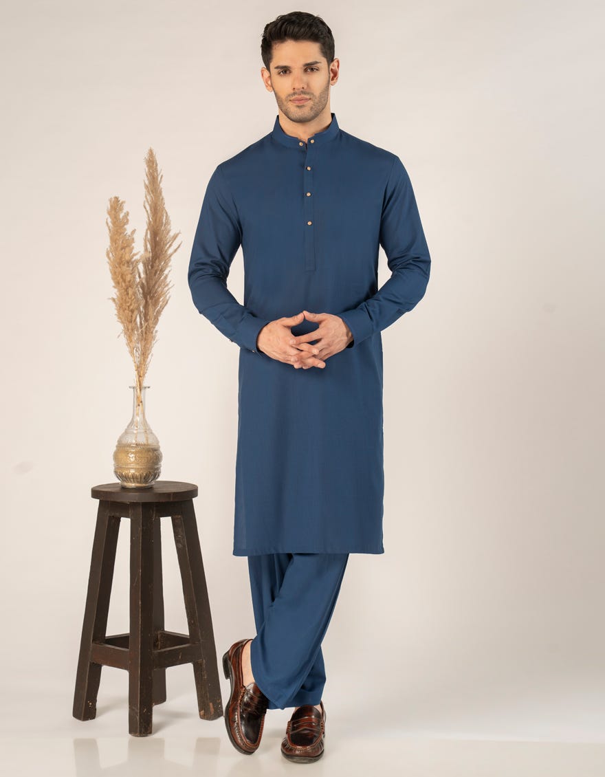 BLUE BLENDED CASUAL KAMEEZ SHALWAR
