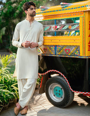 CREAM BLENDED SEMI-FORMAL KAMEEZ SHALWAR
