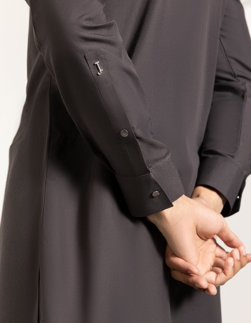 DARK BROWN POLYESTER SEMI-FORMAL KAMEEZ SHALWAR